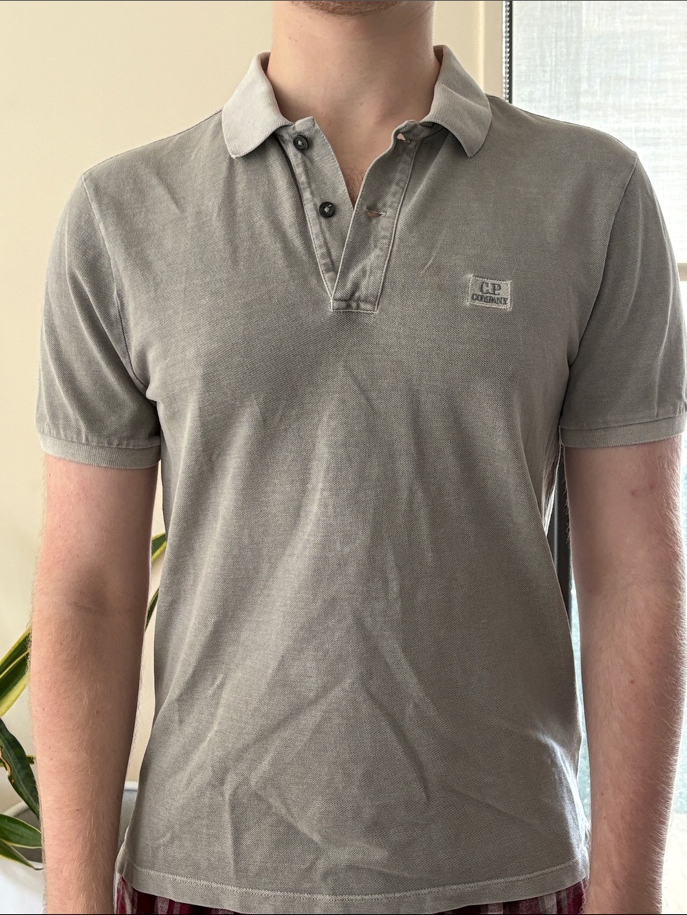 C.P. Company Men's Short Sleeve Polo in Olive Gray